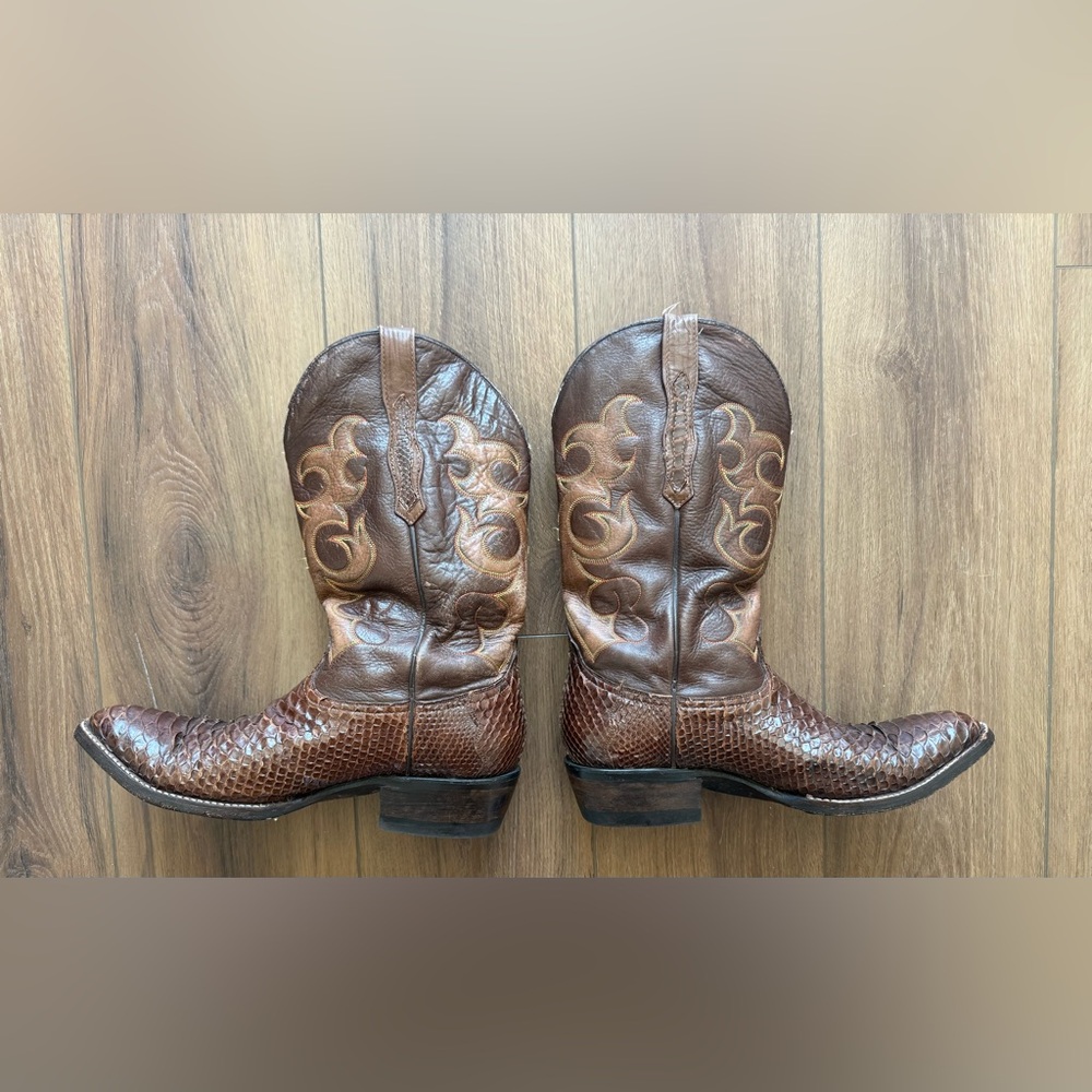 Savoia Boot  Brown Python Leather Western Boot Men 9 - Picture 2 of 7